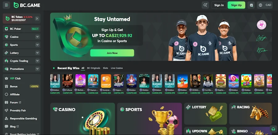 bc.game casino main screen