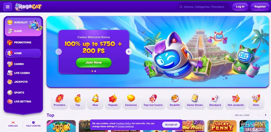 robocat casino main