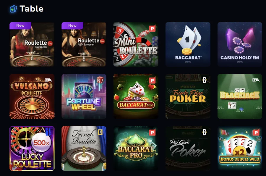 7bit casino table games