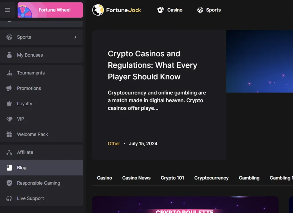 FortuneJack Casino blog