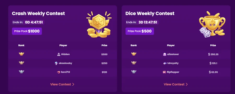 trust dice Wager Contests