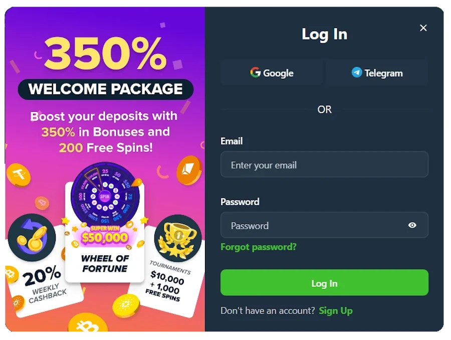 wild.io casino Registration Process login