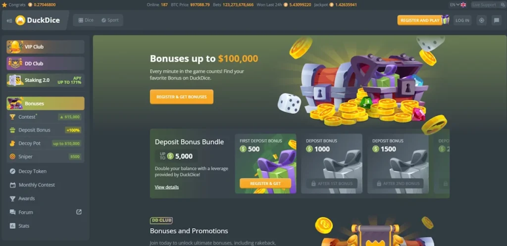 duckdice casino home 2