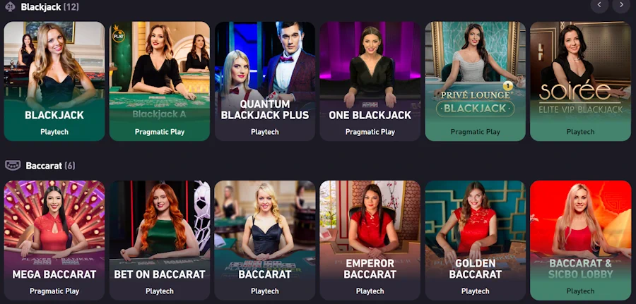 baccarat and blackjack Rocketpot Casino